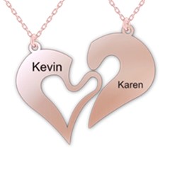 Personalized 2 Names Heart - 925 Sterling Silver Pendant Necklace