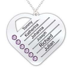 Personalized 6 Line Names Heart - 925 Sterling Silver Pendant Necklace