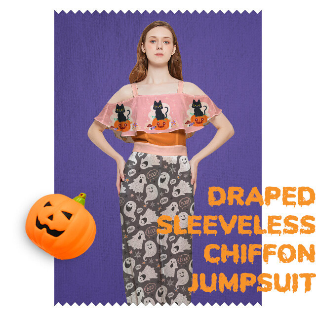 Custom Draped Sleeveless Chiffon Jumpsuit