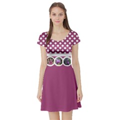 Pink and spots Short Sleeved Skater Dress - Short Sleeve Skater Dress