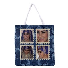 Blue Damask Shopper Tote - Grocery Tote Bag