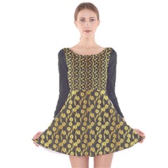 flora pattern - Long Sleeve Velvet Skater Dress