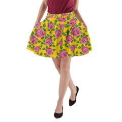 orange flower - A-Line Pocket Skirt