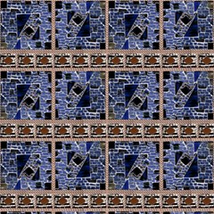 Blue Mosaic And Ropes By Paysmage Fabric