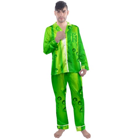 Men s Long Sleeve Satin Pajamas Set 