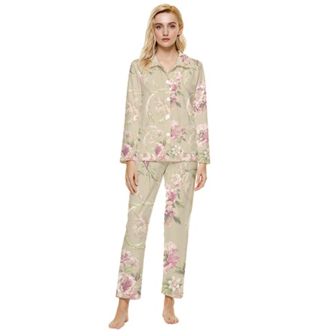 Womens  Long Sleeve Velvet Pocket Pajamas Set 