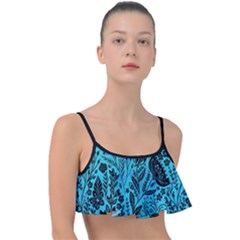 Turquoise Garden Ruffle Swim Top  - Frill Bikini Top