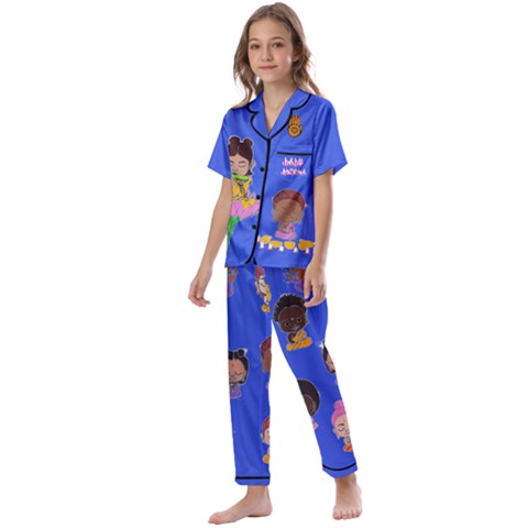 Kids  Satin Short Sleeve Pajamas Set 