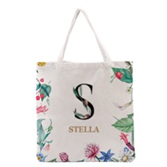 Personalized Floral Initial Name Tote Bag - Grocery Tote Bag