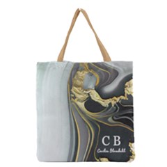 Personalized Initial Name Marble Tote Bag - Grocery Tote Bag
