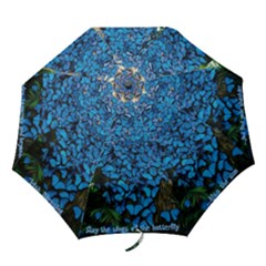 Blue Butterfly Umbrella, Irish Blessing - Folding Umbrella