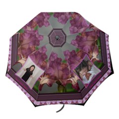 purple iris w frame  umbrella - Folding Umbrella