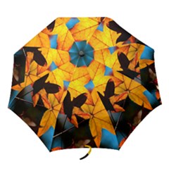 blue maple leaves umbrella - Folding Umbrella