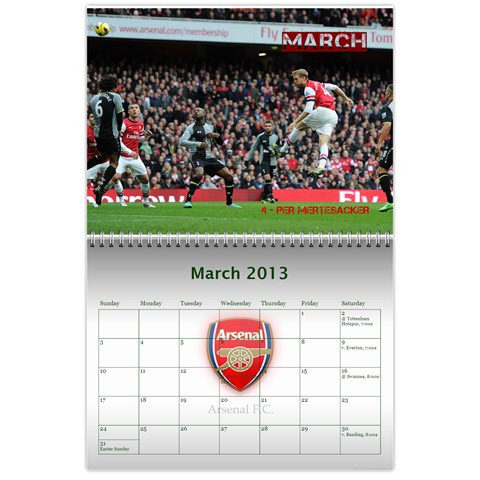 Arsenal Calendar Iii By Gj Mar 2013