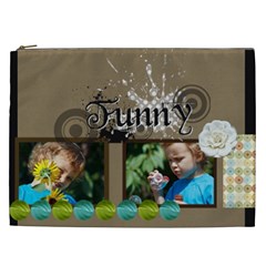 flower , kids, happy, fun, green - Cosmetic Bag (XXL)