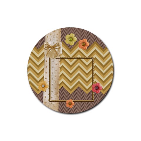 Simply Flowers On Chevron Paper Round Coaster By Zornitza Front