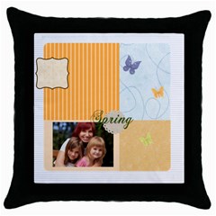 mothers love, mon, happy, family, heart,flower - Throw Pillow Case (Black)