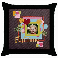 kids, fun, child, play, happy - Throw Pillow Case (Black)