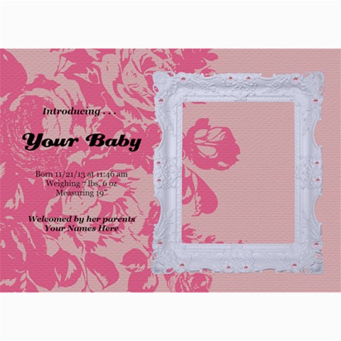Hunny Bunny Girl Birth Announcement 02 By One Of A Kind Design Studio 7 x5  Photo Card - 3