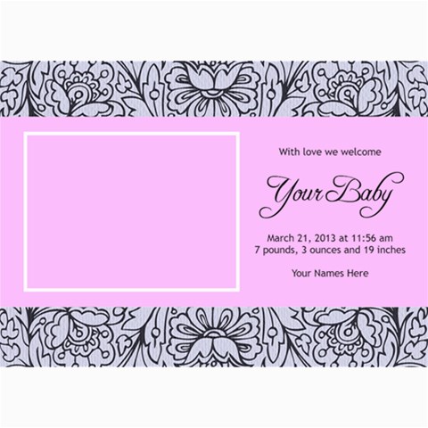 Hunny Bunny Girl Birth Announcement 03 By One Of A Kind Design Studio 7 x5  Photo Card - 2