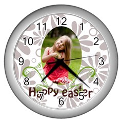 easter - Wall Clock (Silver)