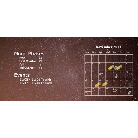 2014 Astronomical Events Desktop Calendar By Bg Boyd Photography (bgphoto) Nov 2014