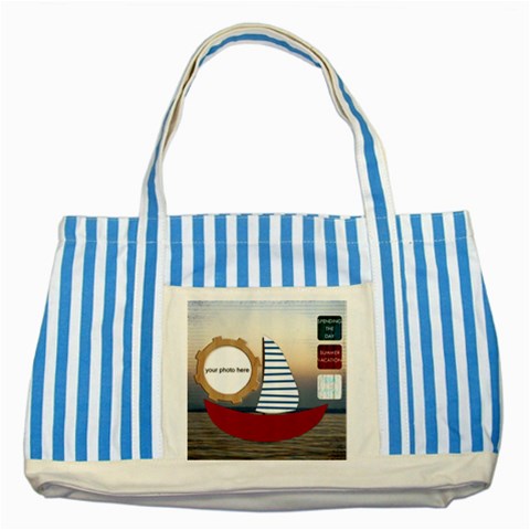Summer Striped Blue Tote Bag By Zornitza Front