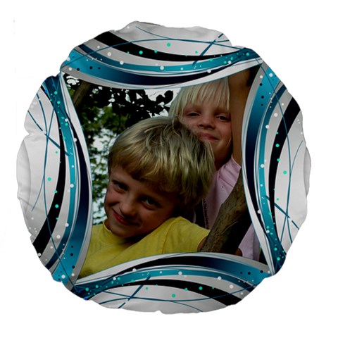 Blue And Silver 18  Premium Round Cushion By Deborah Back