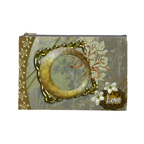 Gold Love3 Floral Cosmetic Bag Lg By Ellan Front