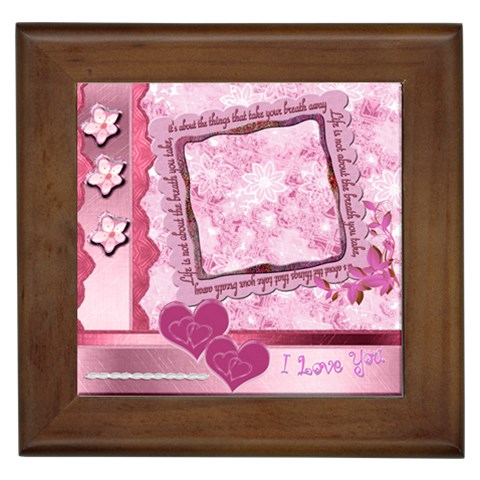 Pink Love Framed Tile By Ellan Front