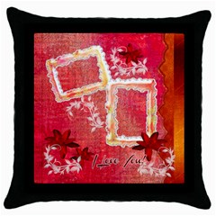 Red love  Throw Pillow case - Throw Pillow Case (Black)