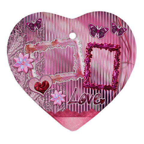 Pink Love Baby Floral Heart Christmas Ornament By Ellan Front