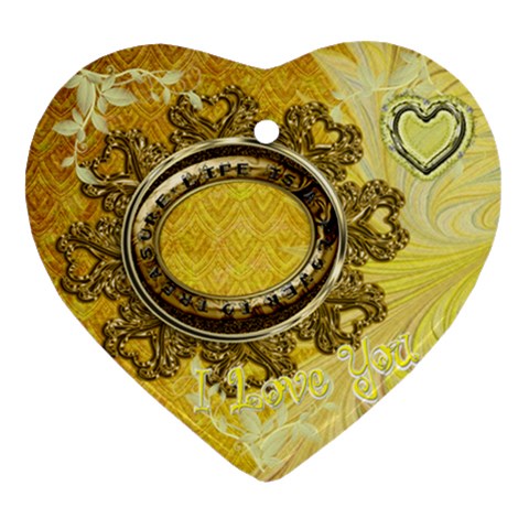 Life Is A Treasure Gold Heart Christmas Ornament By Ellan Front