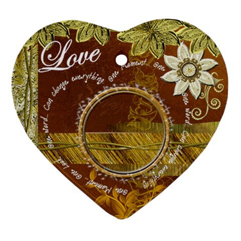 One Moment   Gold Heart Christmas Ornament By Ellan Front