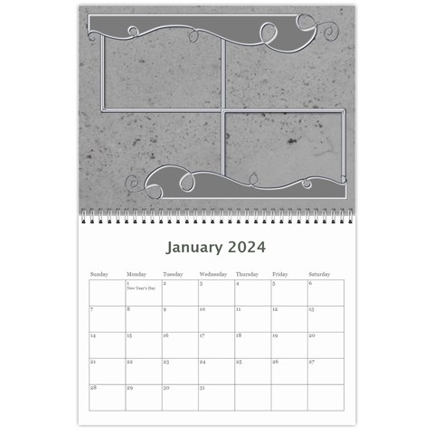 2024 Simple Silver Calendar By Catvinnat Jan 2024