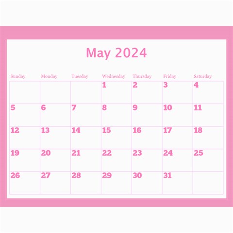 Pink Princess Wall Calendar 11x8 5 By Deborah Oct 2024