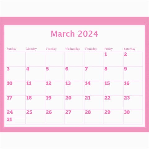 Pink Princess Wall Calendar 11x8 5 By Deborah Jun 2024