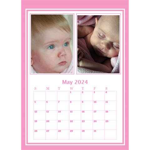 Pink Princess Desktop Calendar By Deborah May 2024