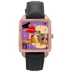 helloween - Rose Gold Leather Watch 