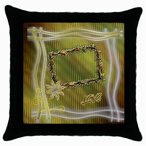 Floral Love Gold Throw Pillow Case By Ellan Front