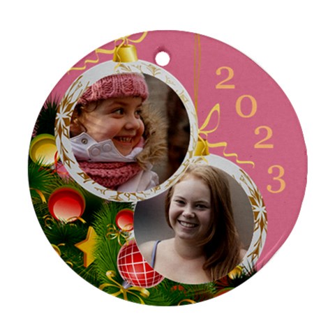 Merry Christmas Round Ornament (2 Sided) By Deborah Back