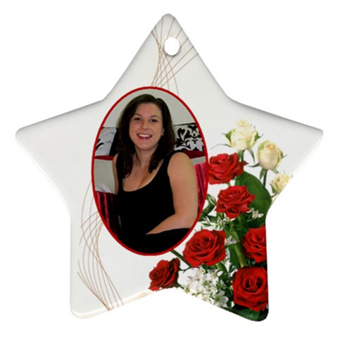 Christmas Rose Star Ornament (2 Sided) By Deborah Front