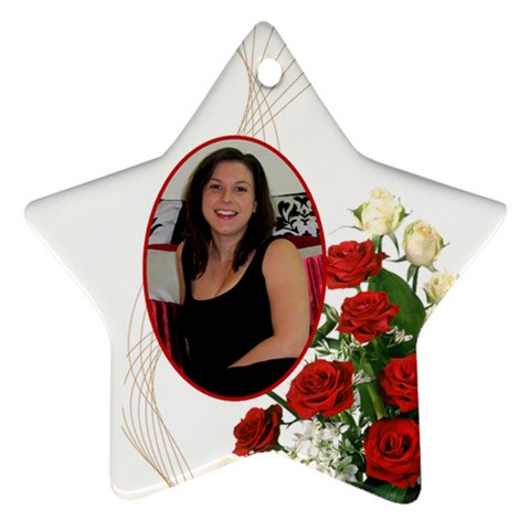 Christmas Rose Star Ornament (2 Sided) By Deborah Back