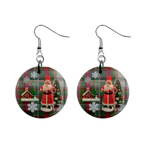 Remember When Santa Christmas No Frame Righ Button Earrings By Ellan Front