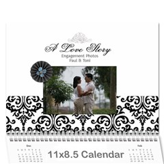 Wall Calendar 11 x 8.5  - B/W A Love Story - Wall Calendar 11  x 8.5  (12-Months)