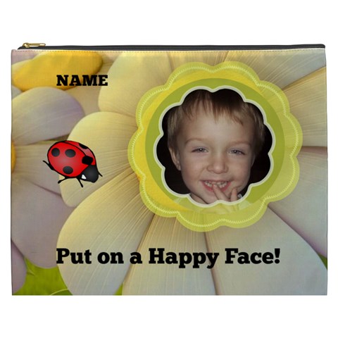 Happy Face Xxxl Cosmetic Bag By Joy Johns Front