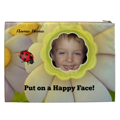 Happy Face Xxl Cosmetic Bag By Joy Johns Back