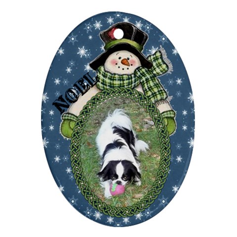 Snowman Oval Ornament, 2 Sides By Joy Johns Front