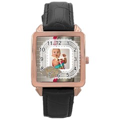 merry christmas - Rose Gold Leather Watch 