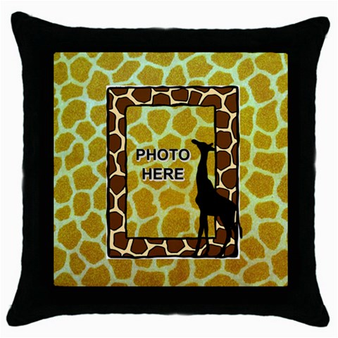 Giraffe Throw Pillow Case, Black By Joy Johns Front